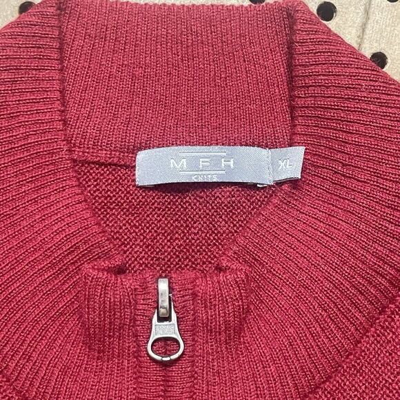 MFH Knits Pure Baby Alpaca Full Zip Lightweight Jacket Peru Red Size XL Men - Picture 3 of 9